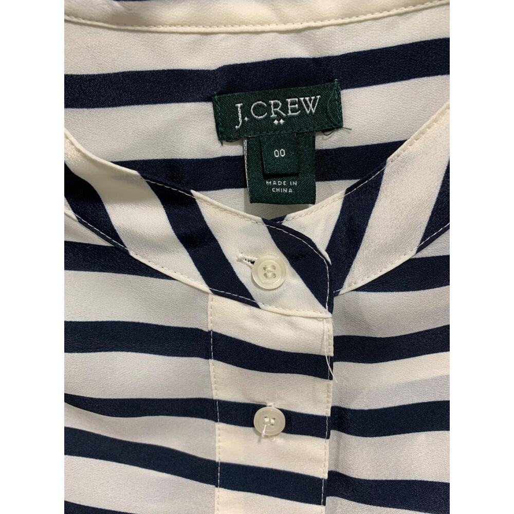 Size 00 J.Crew Womens Sleeveless Blouse Navy Blue White Stripe - Picture 3 of 8